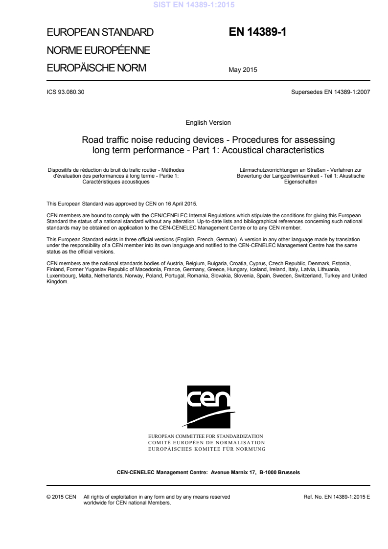 EN 14389-1:2015 EN 14389-1:2015 - Page 3 preview