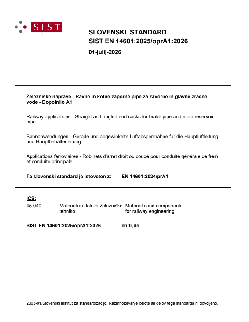EN 14601:2024/prA1 EN 14601:2025/oprA1:2026 - Page 1 preview