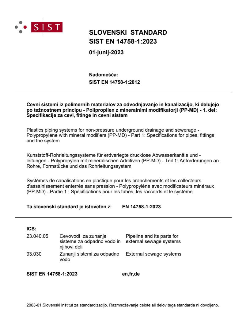 EN 14758-1:2023 EN 14758-1:2023 - Page 1 preview