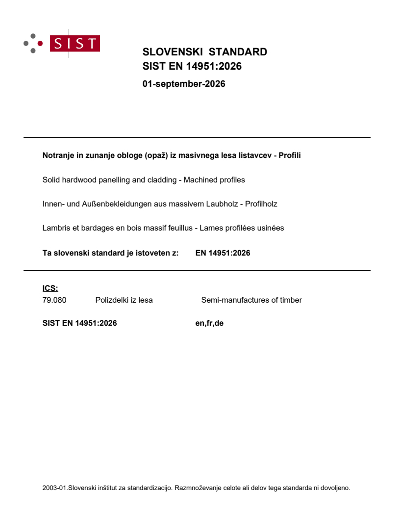SIST EN 14951:2026 SIST EN 14951:2026 - Page 1 preview