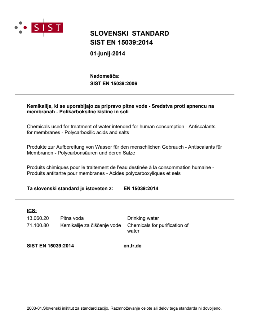 EN 15039:2014 EN 15039:2014 - BARVE - Page 1 preview