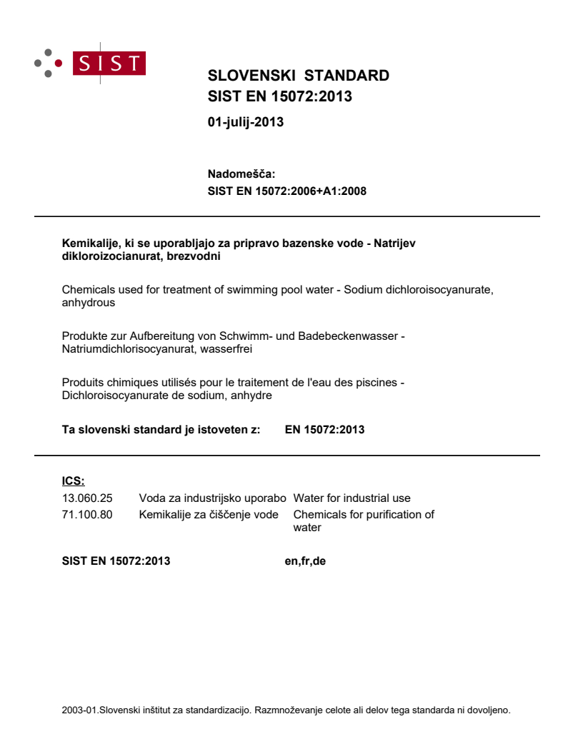 EN 15072:2013 EN 15072:2013 - BARVE - Page 1 preview