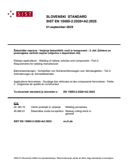 SIST EN 15085-2:2020+A2:2025 - Page 1 preview