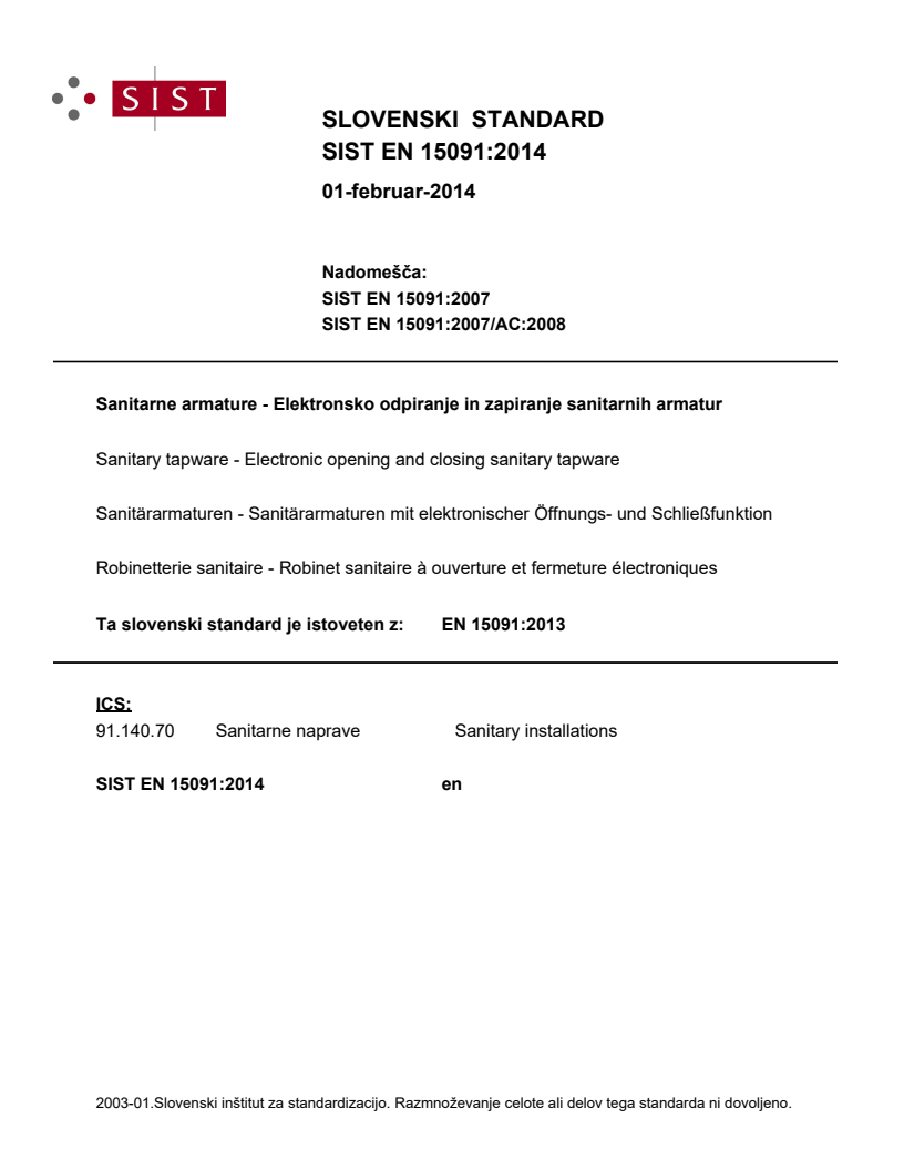 EN 15091:2013 EN 15091:2014 - Page 1 preview