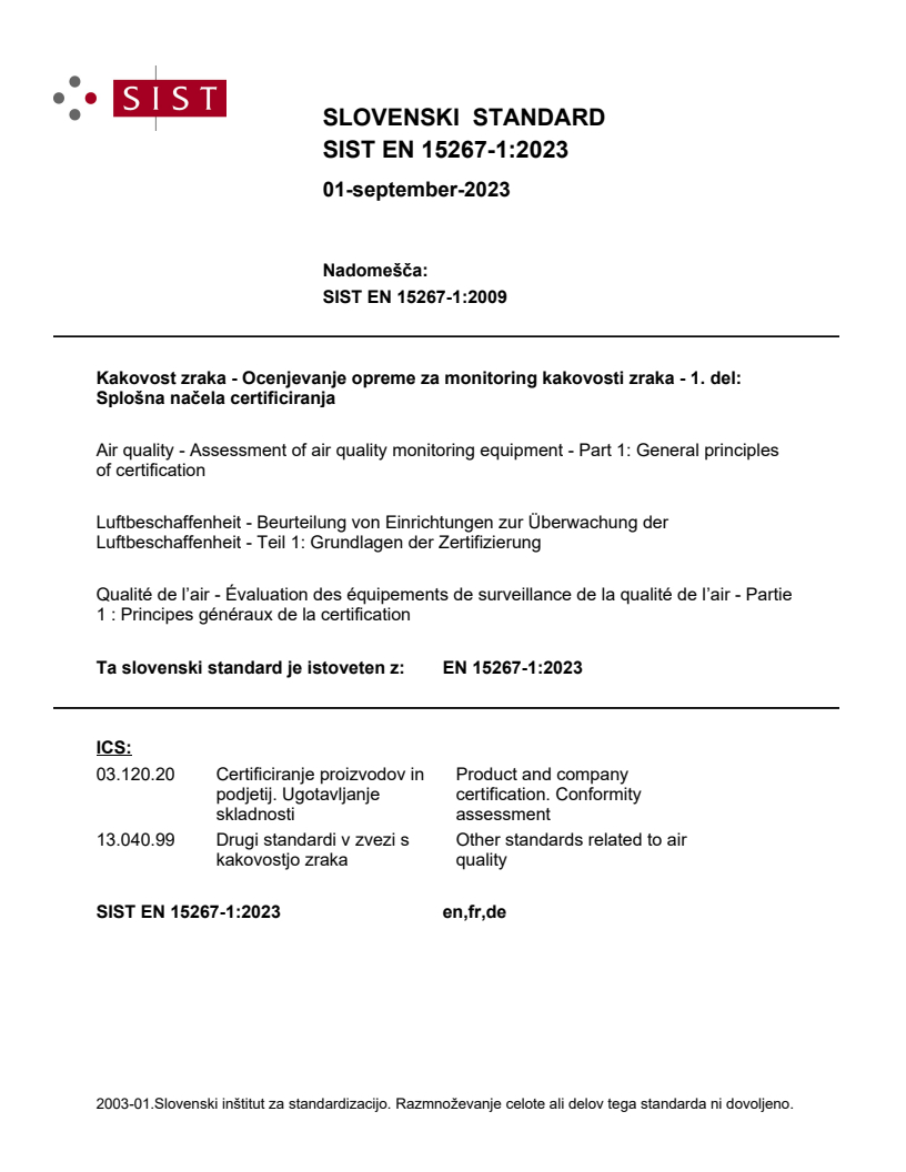 EN 15267-1:2023 EN 15267-1:2023 - Page 1 preview