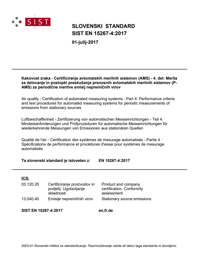 EN 15267-4:2017 EN 15267-4:2017 - Page 1 preview