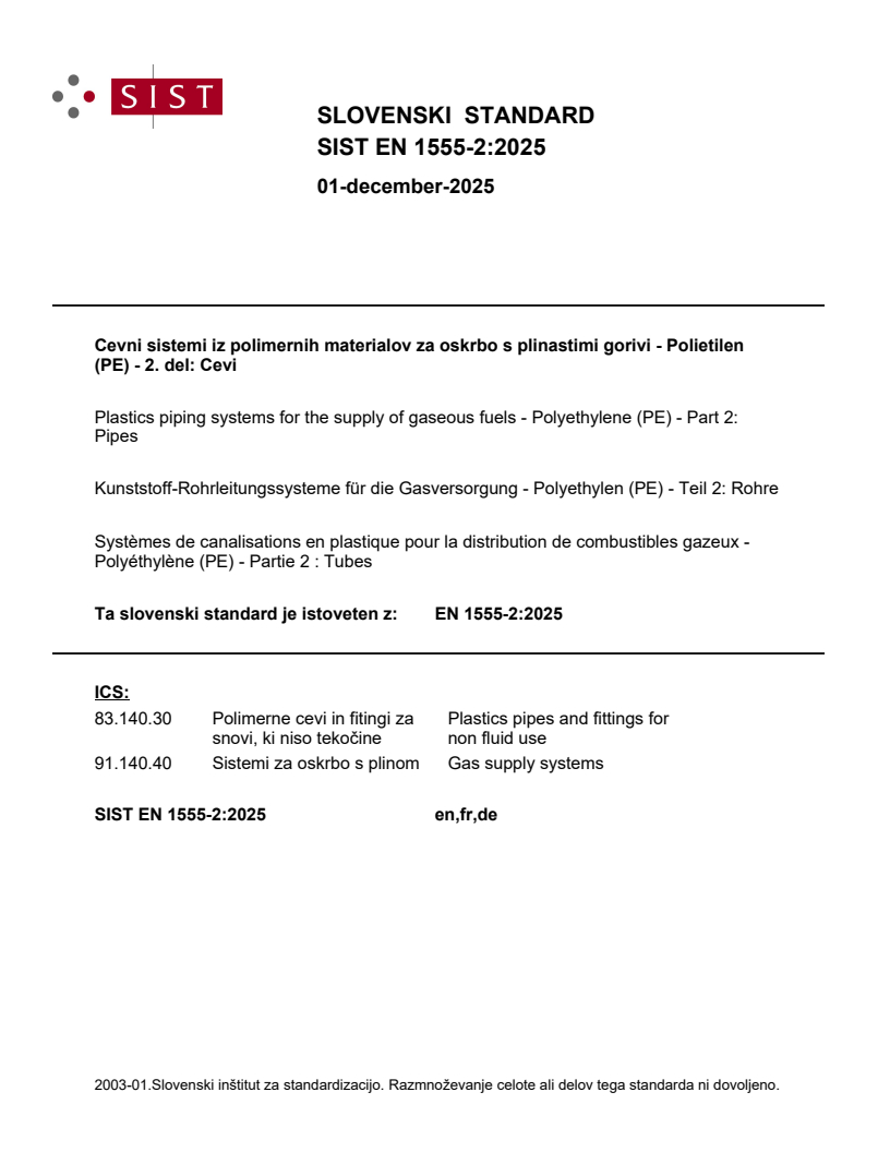 SIST EN 1555-2:2025