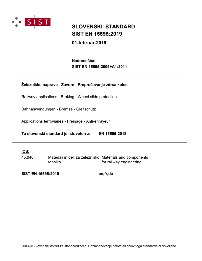 EN 15595:2018 EN 15595:2019 - BARVE - Page 1 preview