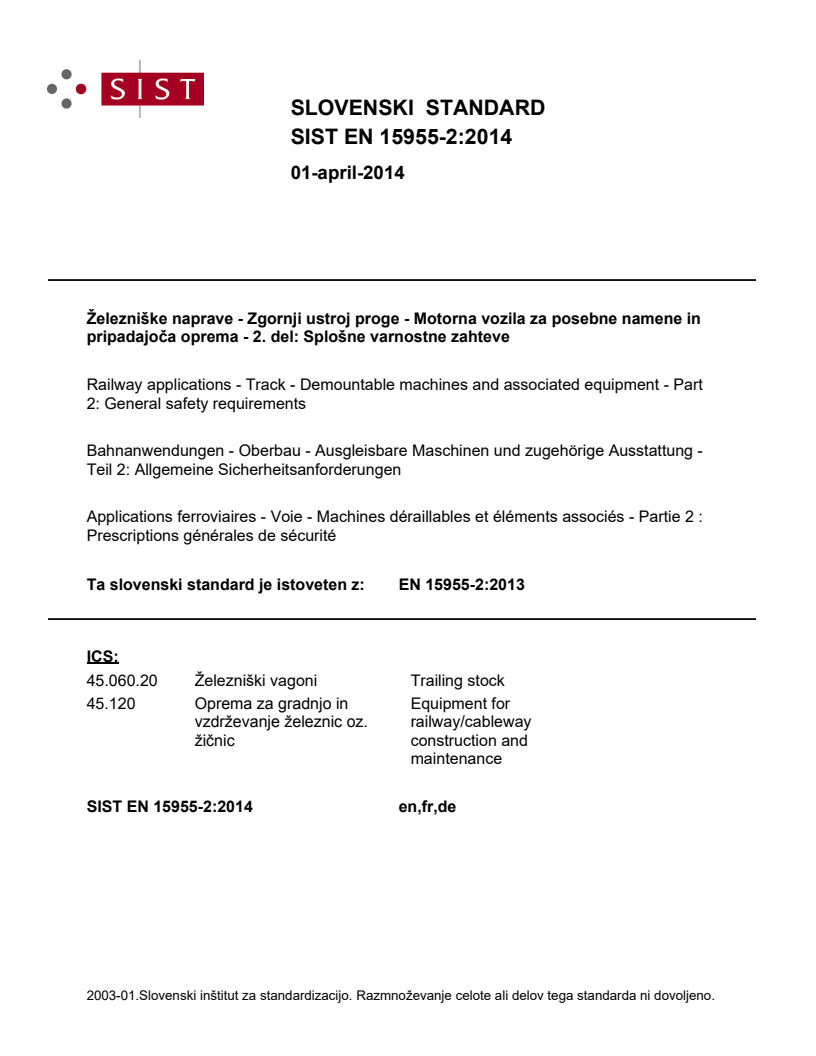 SIST EN 15955-2:2014 SIST EN 15955-2:2014 - Page 1 preview