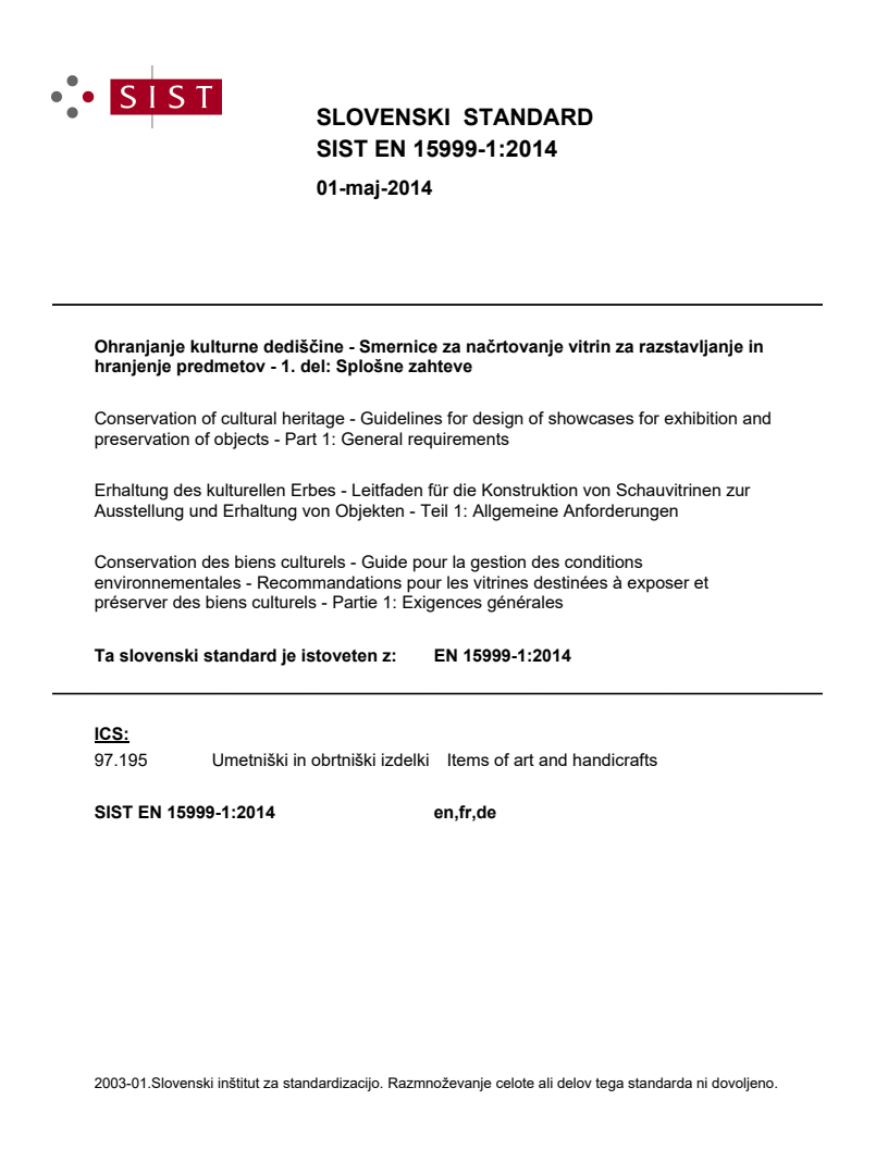 EN 15999-1:2014 EN 15999-1:2014 - Page 1 preview