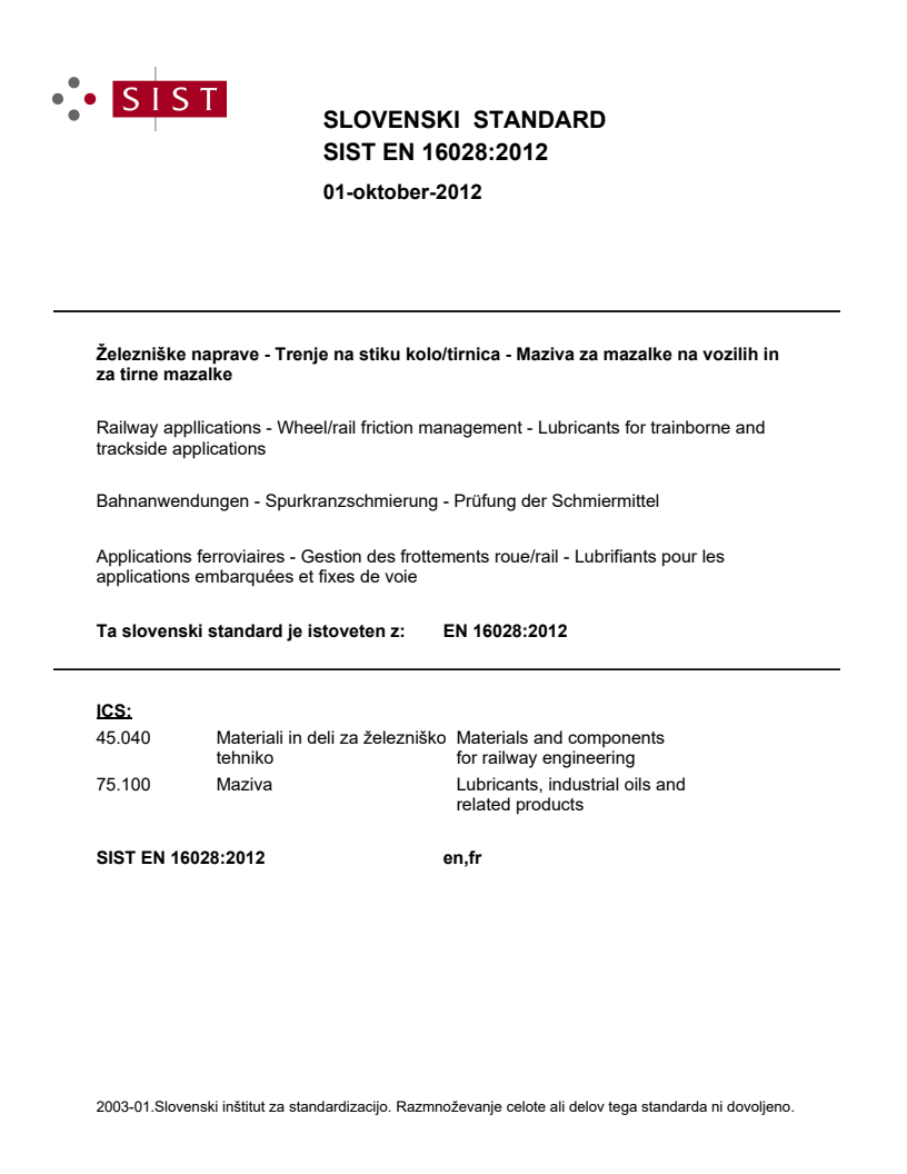EN 16028:2012 EN 16028:2012 - BARVE - Page 1 preview