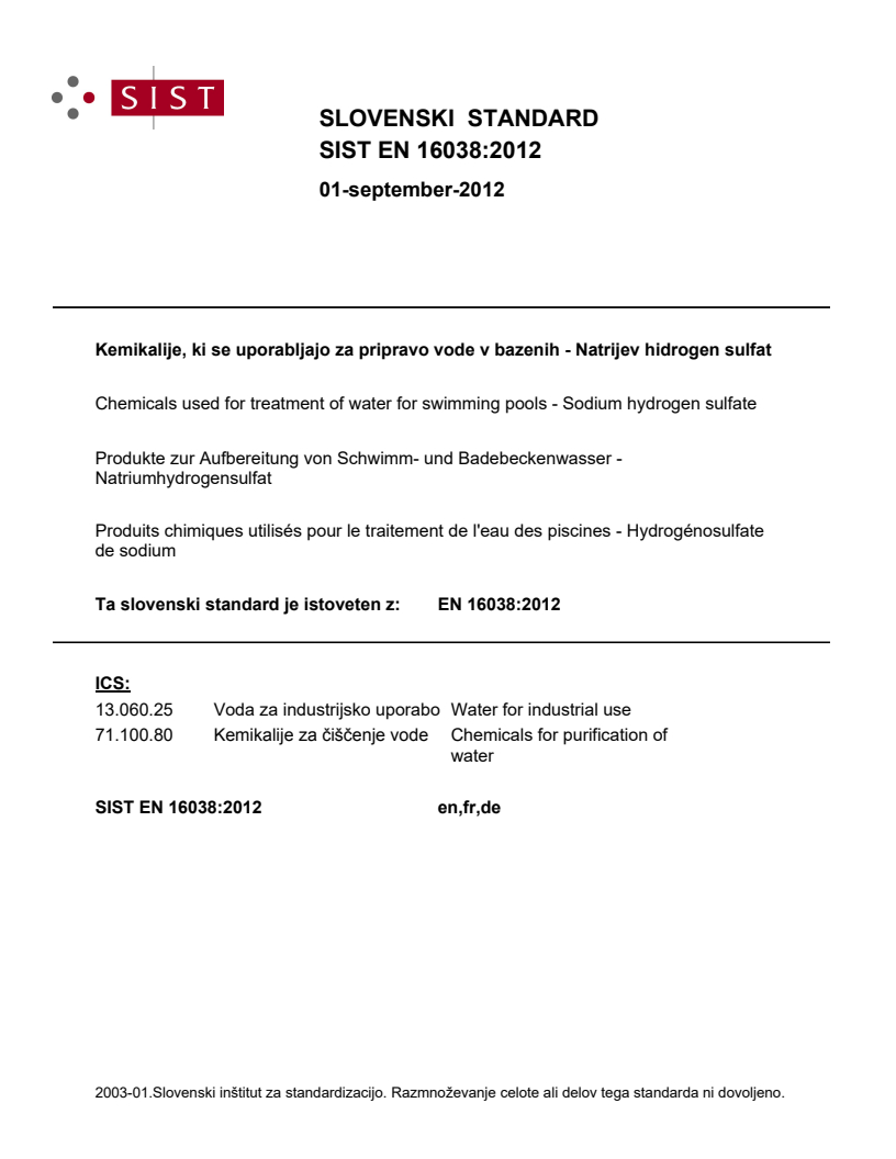 EN 16038:2012 EN 16038:2012 - BARVE - Page 1 preview