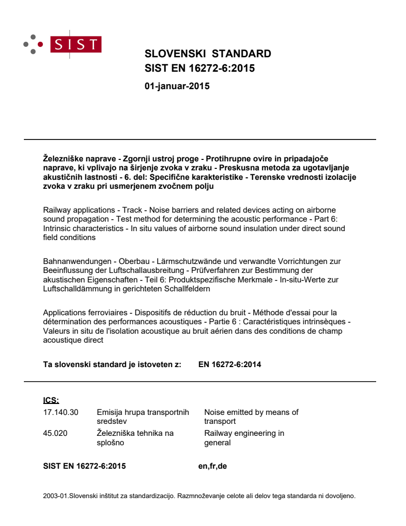 EN 16272-6:2014 EN 16272-6:2015 - Page 1 preview