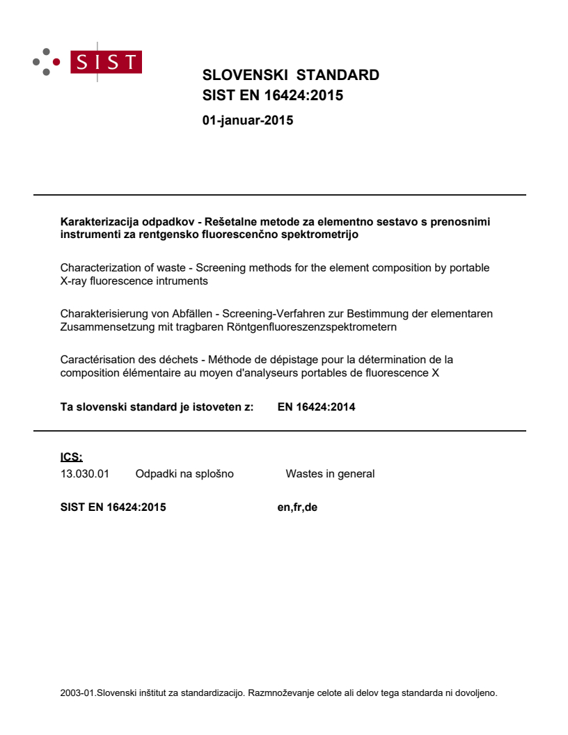 EN 16424:2014 EN 16424:2015 - BARVE - Page 1 preview