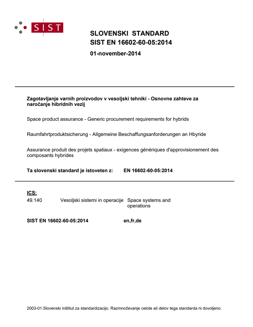 EN 16602-60-05:2014 EN 16602-60-05:2014 - BARVE - Page 1 preview
