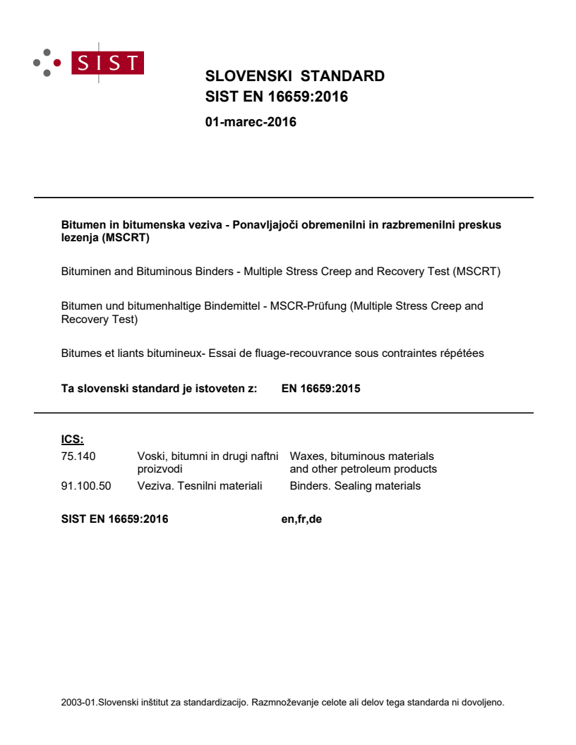 EN 16659:2015 EN 16659:2016 - BARVE - Page 1 preview