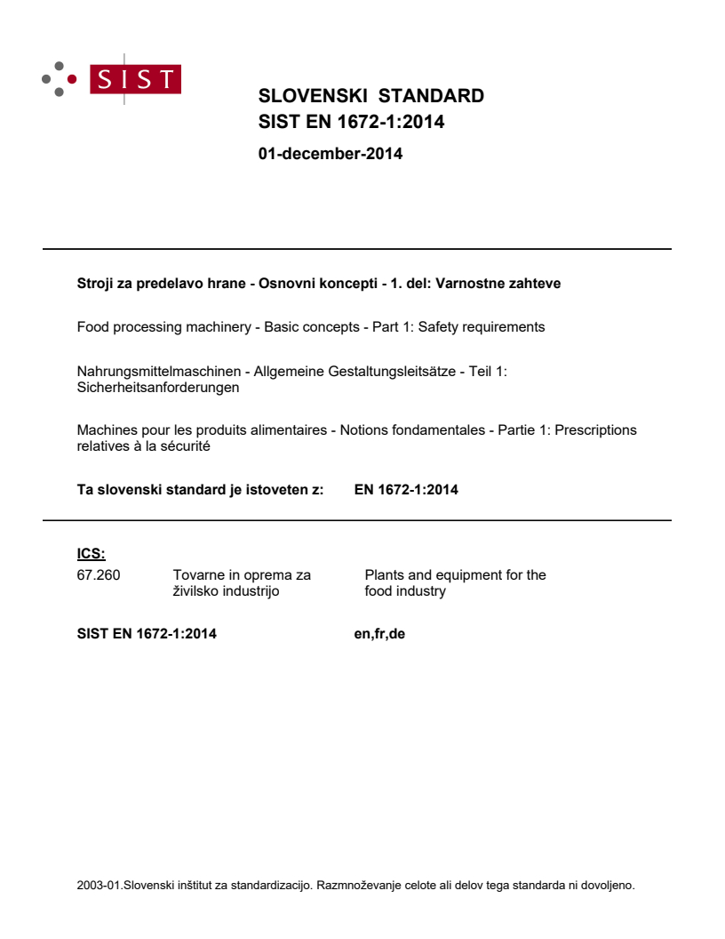 EN 1672-1:2014 EN 1672-1:2014 - BARVE - Page 1 preview
