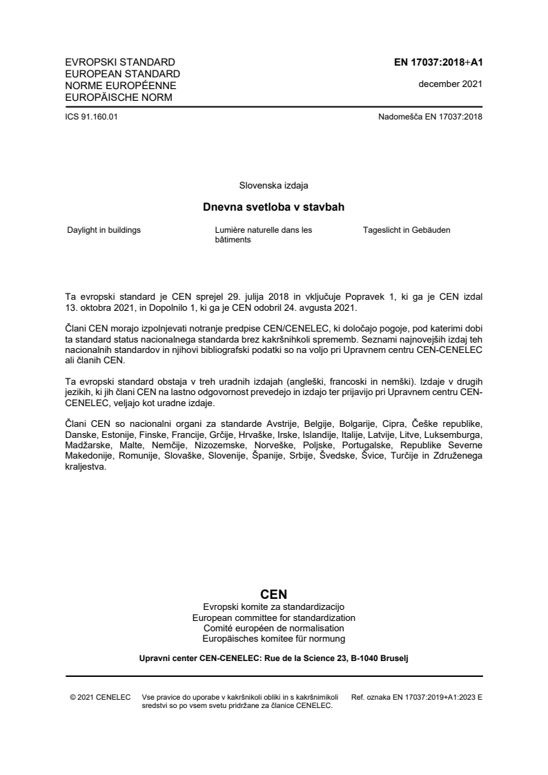 SIST EN 17037:2019+A1:2023 - BARVE