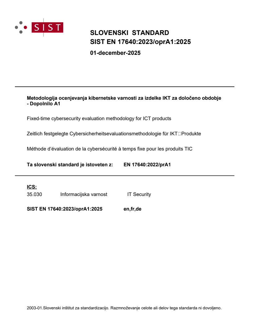 EN 17640:2022/prA1 EN 17640:2023/oprA1:2025