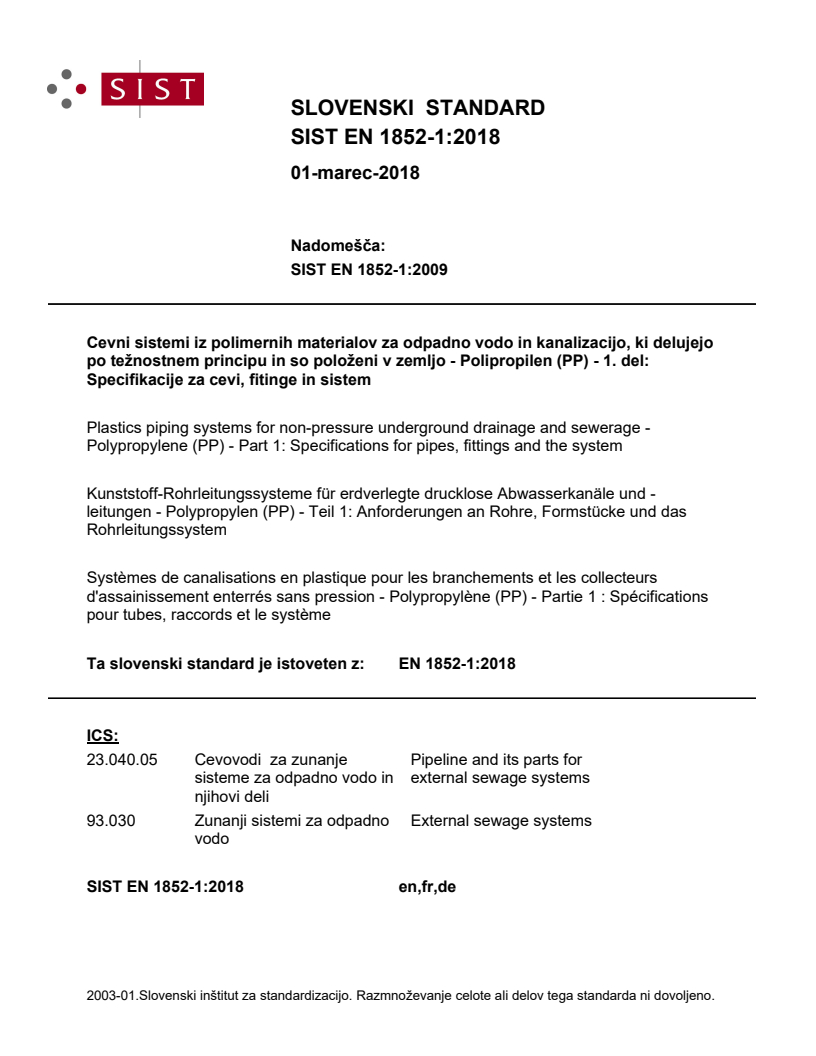 EN 1852-1:2018 EN 1852-1:2018 - Page 1 preview