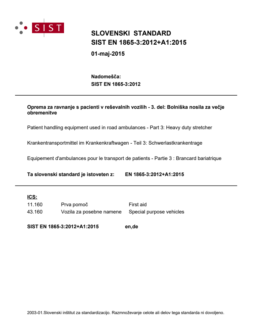 EN 1865-3:2012+A1:2015 EN 1865-3:2012+A1:2015 - Page 1 preview