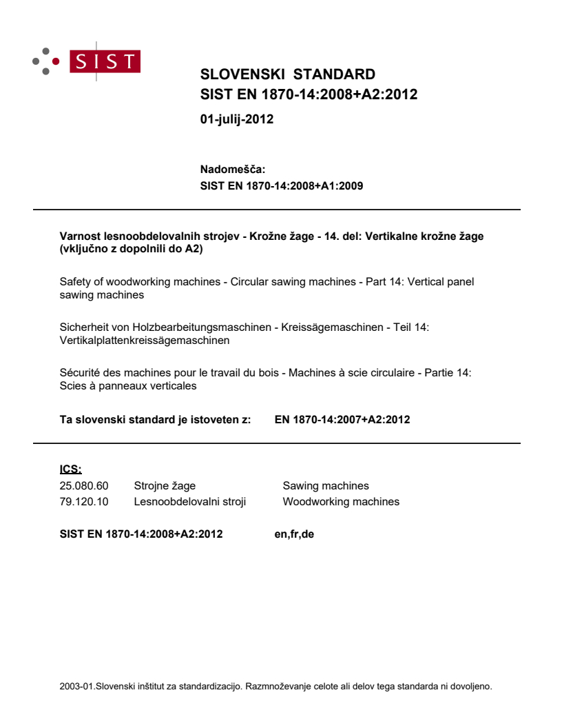 EN 1870-14:2007+A2:2012 EN 1870-14:2008+A2:2012 - Page 1 preview
