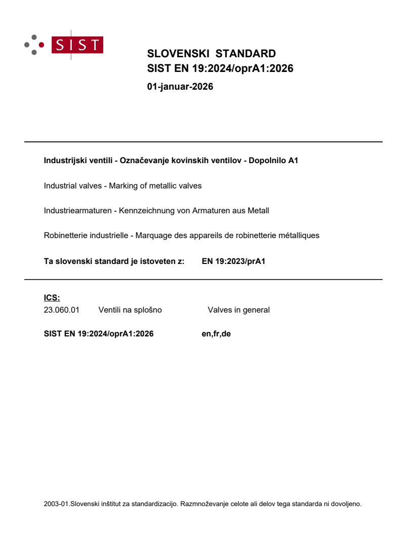 EN 19:2023/prA1 EN 19:2024/oprA1:2026