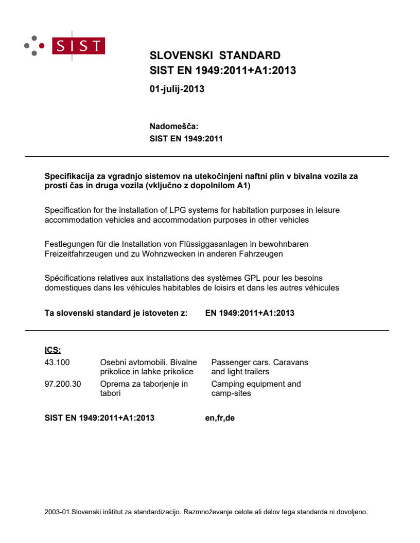 EN 1949:2011+A1:2013 EN 1949:2011+A1:2013 (DE) - BARVE - Page 1 preview