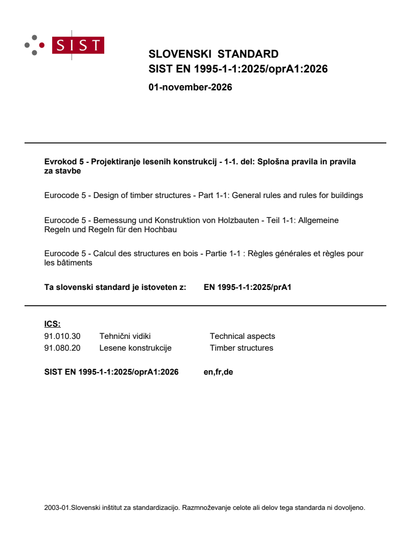 EN 1995-1-1:2025/prA1 EN 1995-1-1:2025/oprA1:2026 - Page 1 preview