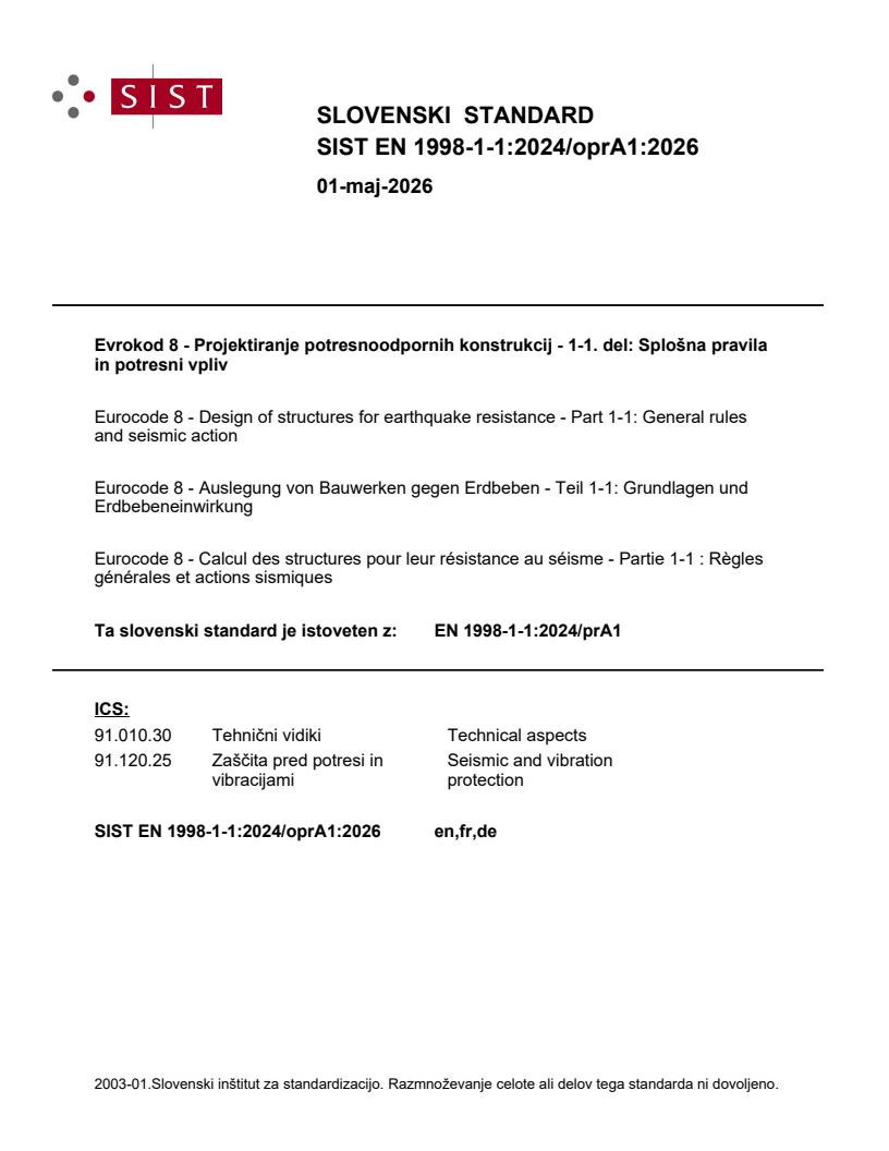 EN 1998-1-1:2024/prA1 EN 1998-1-1:2024/oprA1:2026 - Page 1 preview