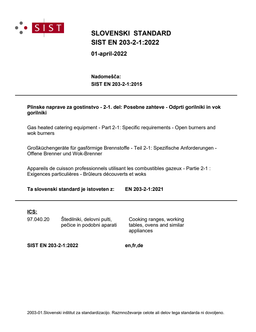 EN 203-2-1:2021 EN 203-2-1:2022 - Page 1 preview