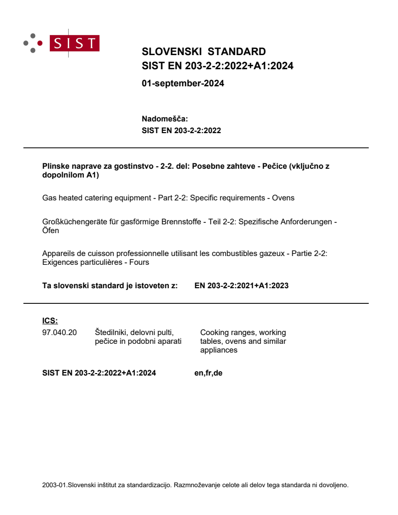 EN 203-2-2:2021+A1:2023 EN 203-2-2:2022+A1:2024 - Page 1 preview