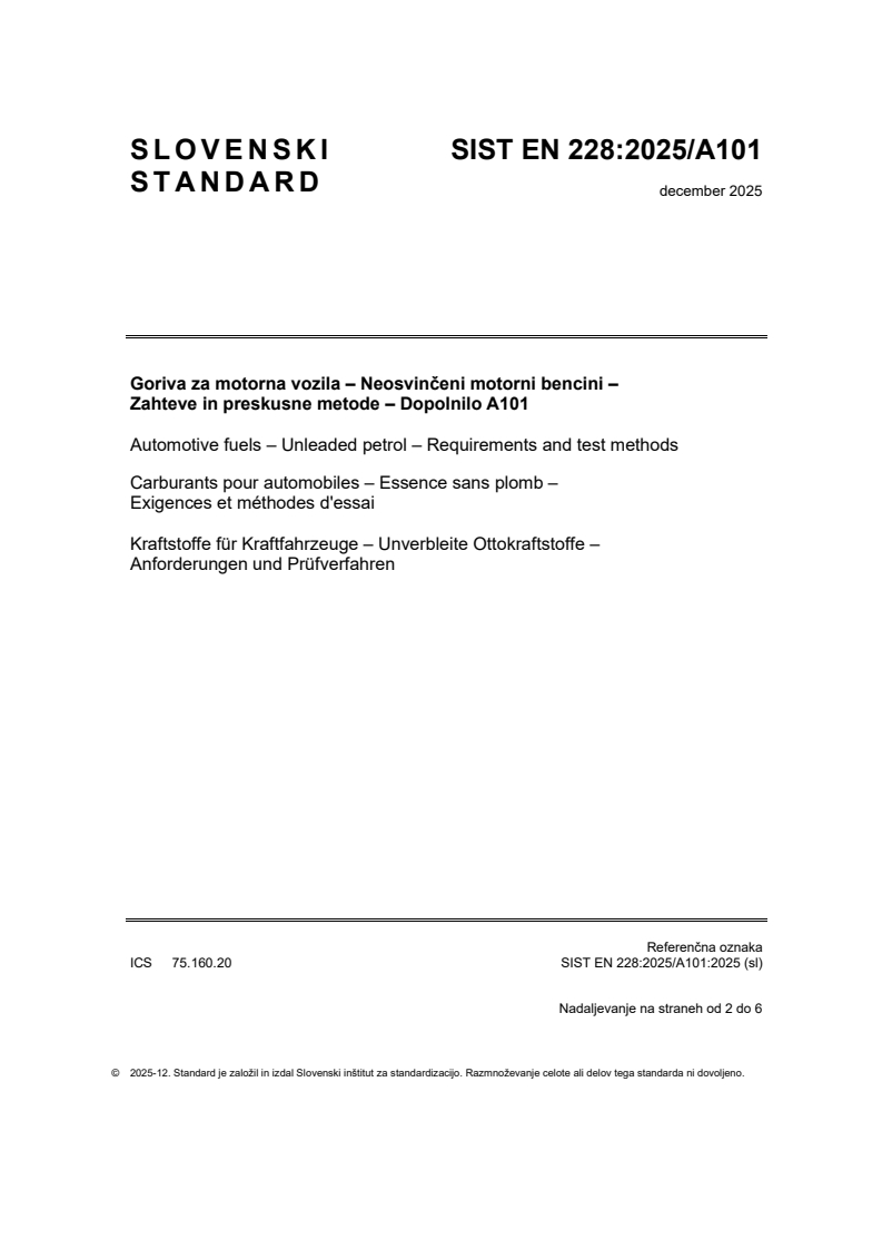 SIST EN 228:2025/A101:2025