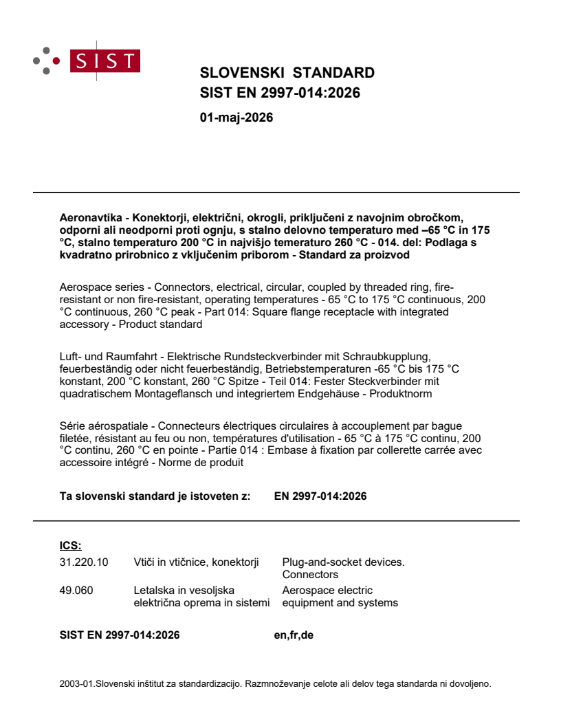 SIST EN 2997-014:2026 SIST EN 2997-014:2026 - Page 1 preview