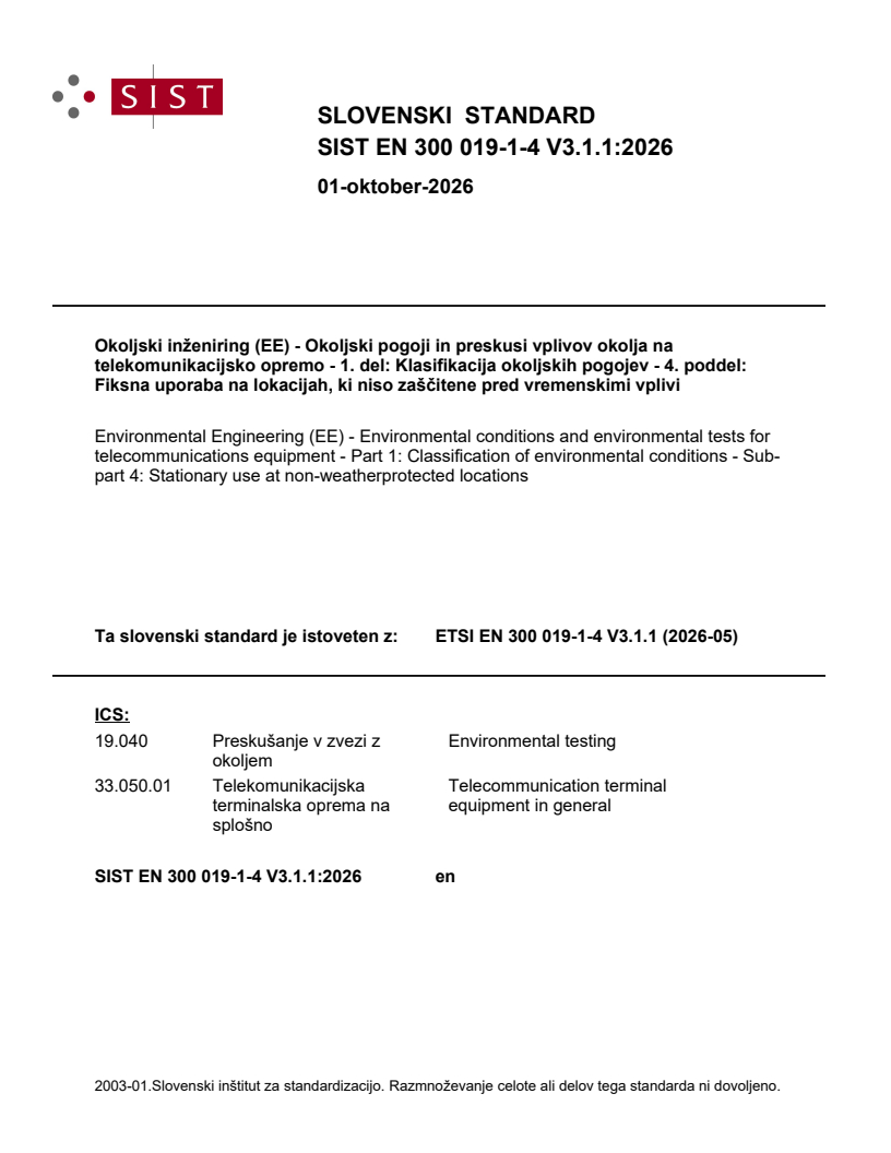 SIST EN 300 019-1-4 V3.1.1:2026 SIST EN 300 019-1-4 V3.1.1:2026 - Page 1 preview