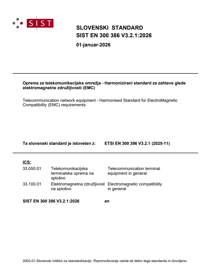 SIST EN 300 386 V3.2.1:2026 - BARVE