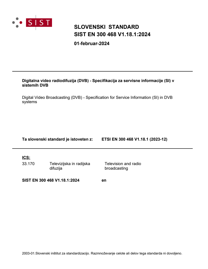 ETSI EN 300 468 V1.18.1 (2023-12) EN 300 468 V1.18.1:2024 - BARVE - Page 1 preview