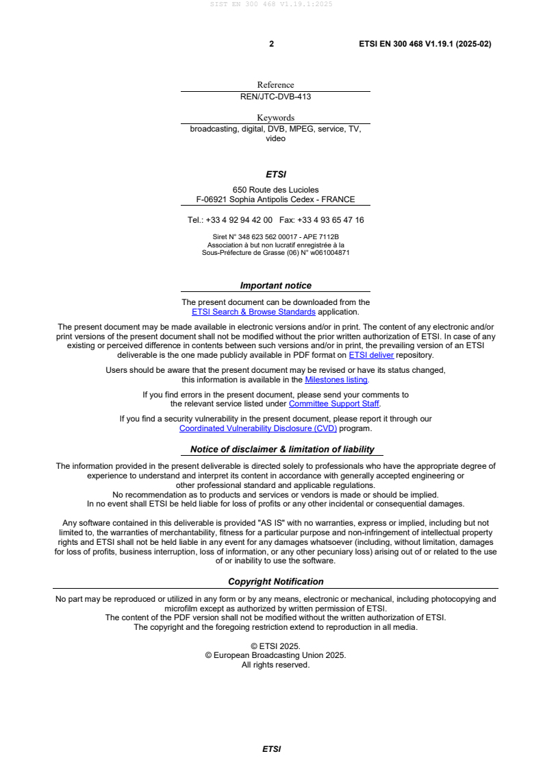 ETSI EN 300 468 V1.19.1 (2025-02) EN 300 468 V1.19.1:2025 - BARVE - Page 4 preview