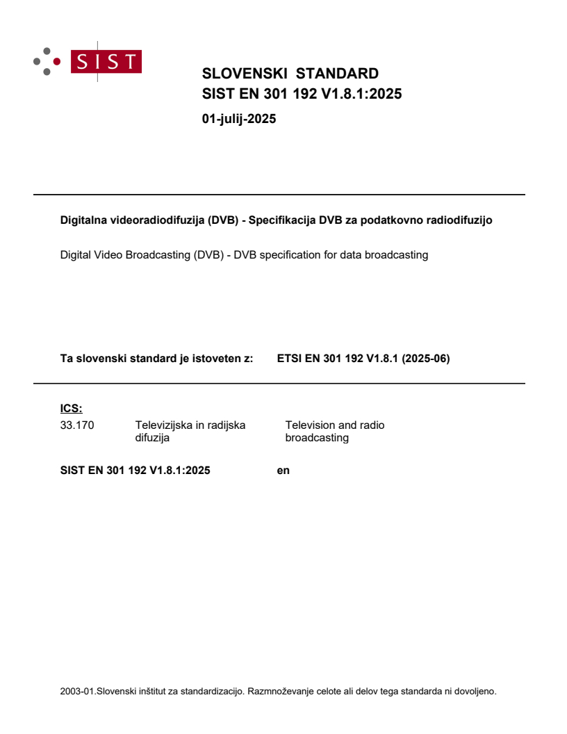 EN 301 192 V1.8.1:2025 - BARVE