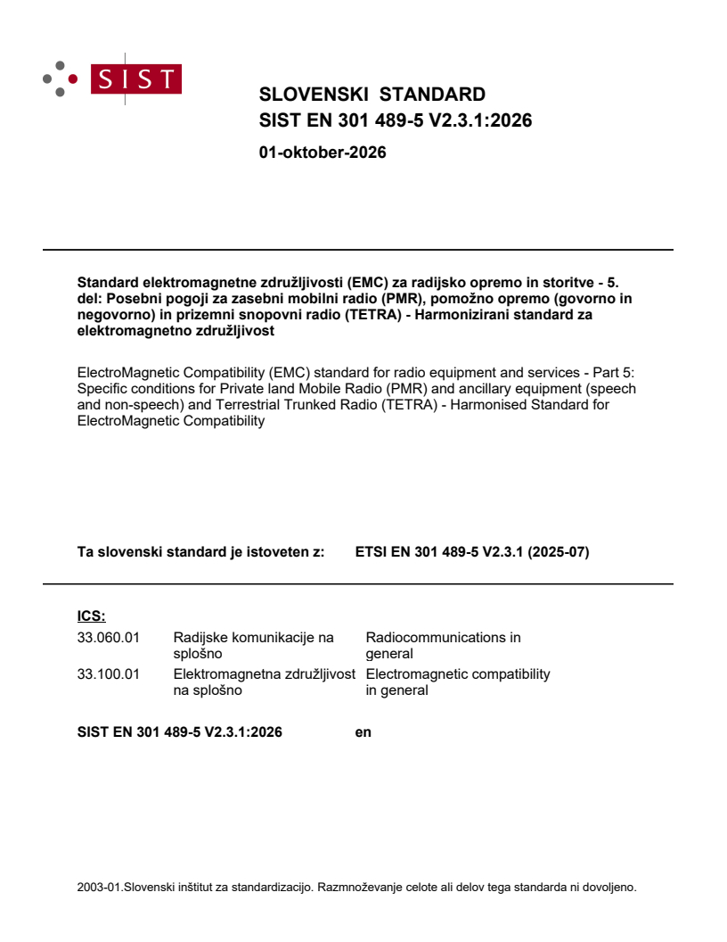 SIST EN 301 489-5 V2.3.1:2026 SIST EN 301 489-5 V2.3.1:2026 - Page 1 preview