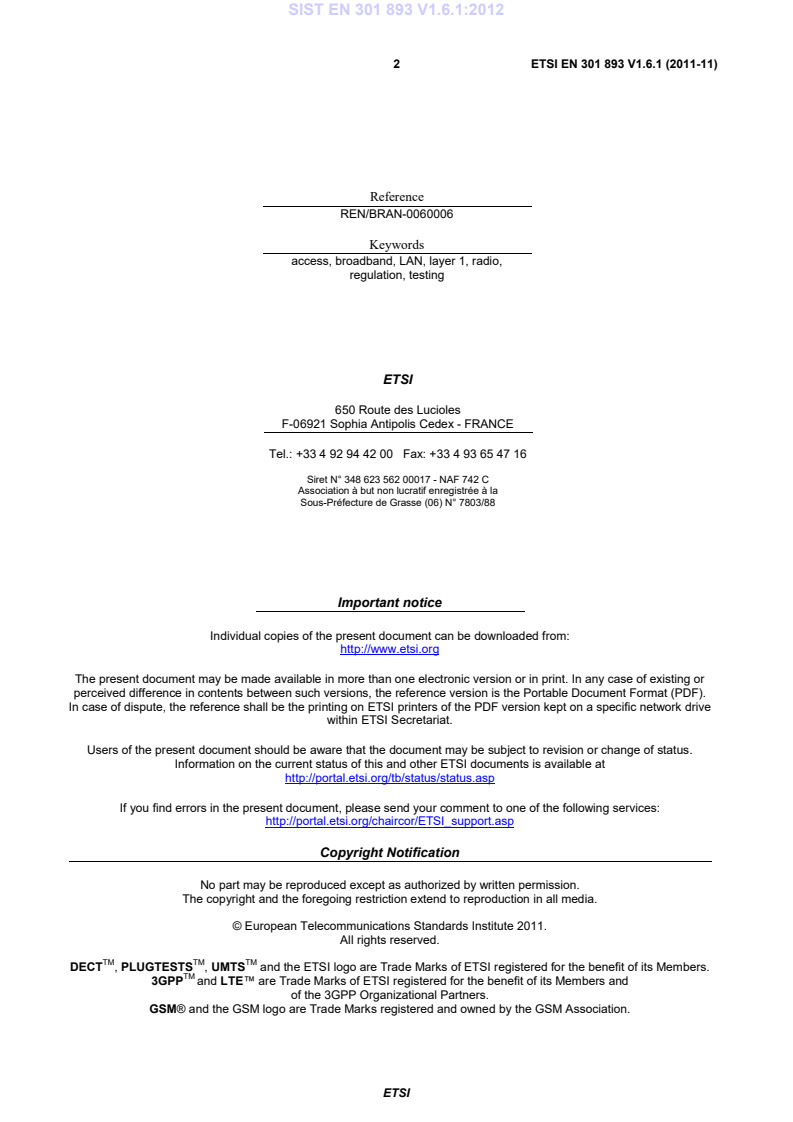 ETSI EN 301 893 V1.6.1 (2011-11) EN 301 893 V1.6.1:2012 - BARVE - Page 4 preview