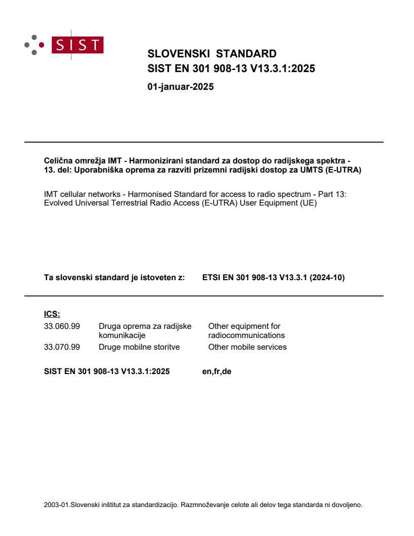 SIST EN 301 908-13 V13.3.1:2025 SIST EN 301 908-13 V13.3.1:2025 - BARVE - Page 1 preview
