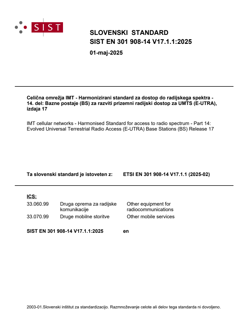 ETSI EN 301 908-14 V17.1.0 (2024-11) EN 301 908-14 V17.1.1:2025 - BARVE - Page 1 preview