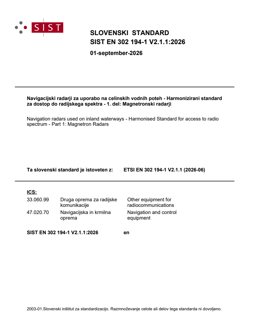 SIST EN 302 194-1 V2.1.1:2026 SIST EN 302 194-1 V2.1.1:2026 - Page 1 preview