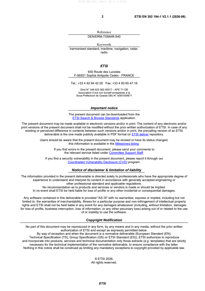 SIST EN 302 194-1 V2.1.1:2026 SIST EN 302 194-1 V2.1.1:2026 - Page 4 preview