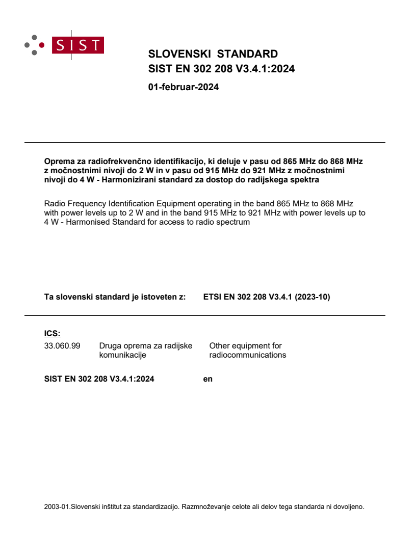 ETSI EN 302 208 V3.4.1 (2023-10) EN 302 208 V3.4.1:2024 - BARVE - Page 1 preview