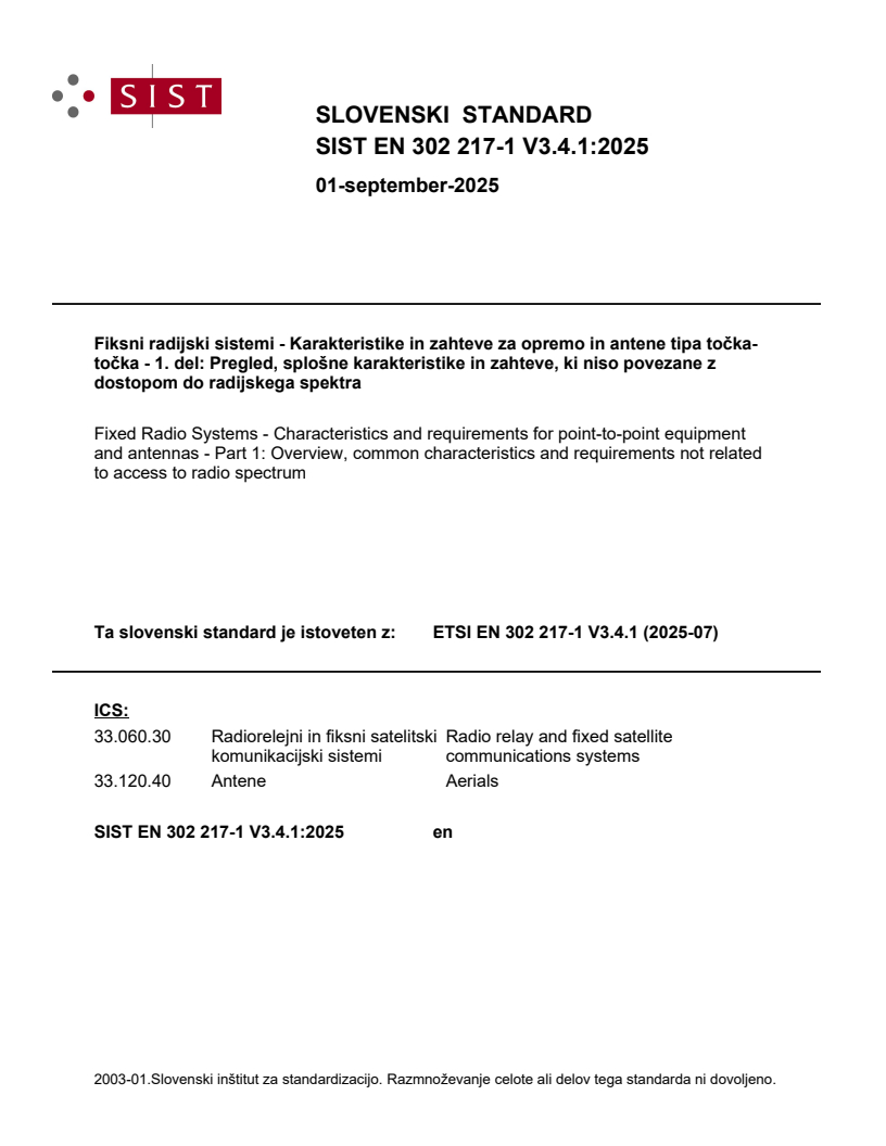 SIST EN 302 217-1 V3.4.1:2025 - BARVE