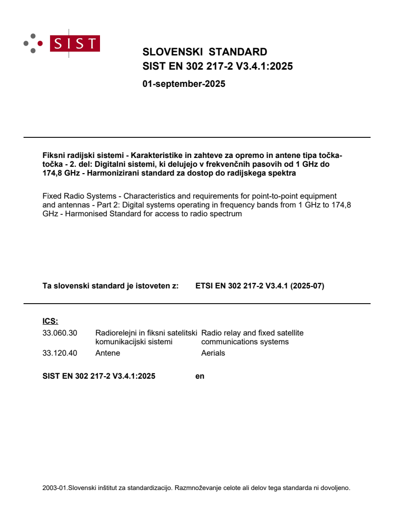 SIST EN 302 217-2 V3.4.1:2025 - BARVE