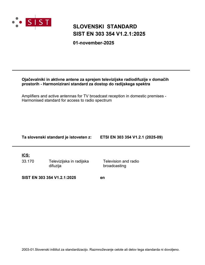 SIST EN 303 354 V1.2.1:2025 - BARVE
