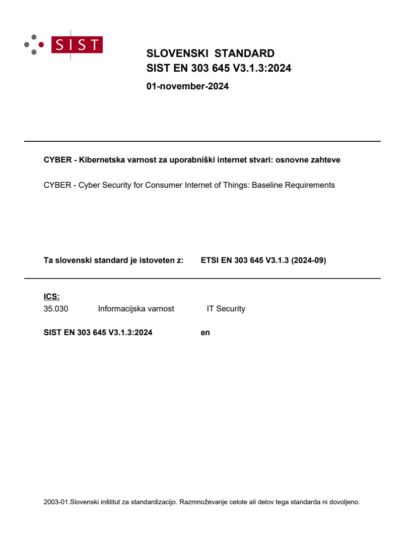 SIST EN 303 645 V3.1.3:2024 SIST EN 303 645 V3.1.3:2024 - BARVE - Page 1 preview